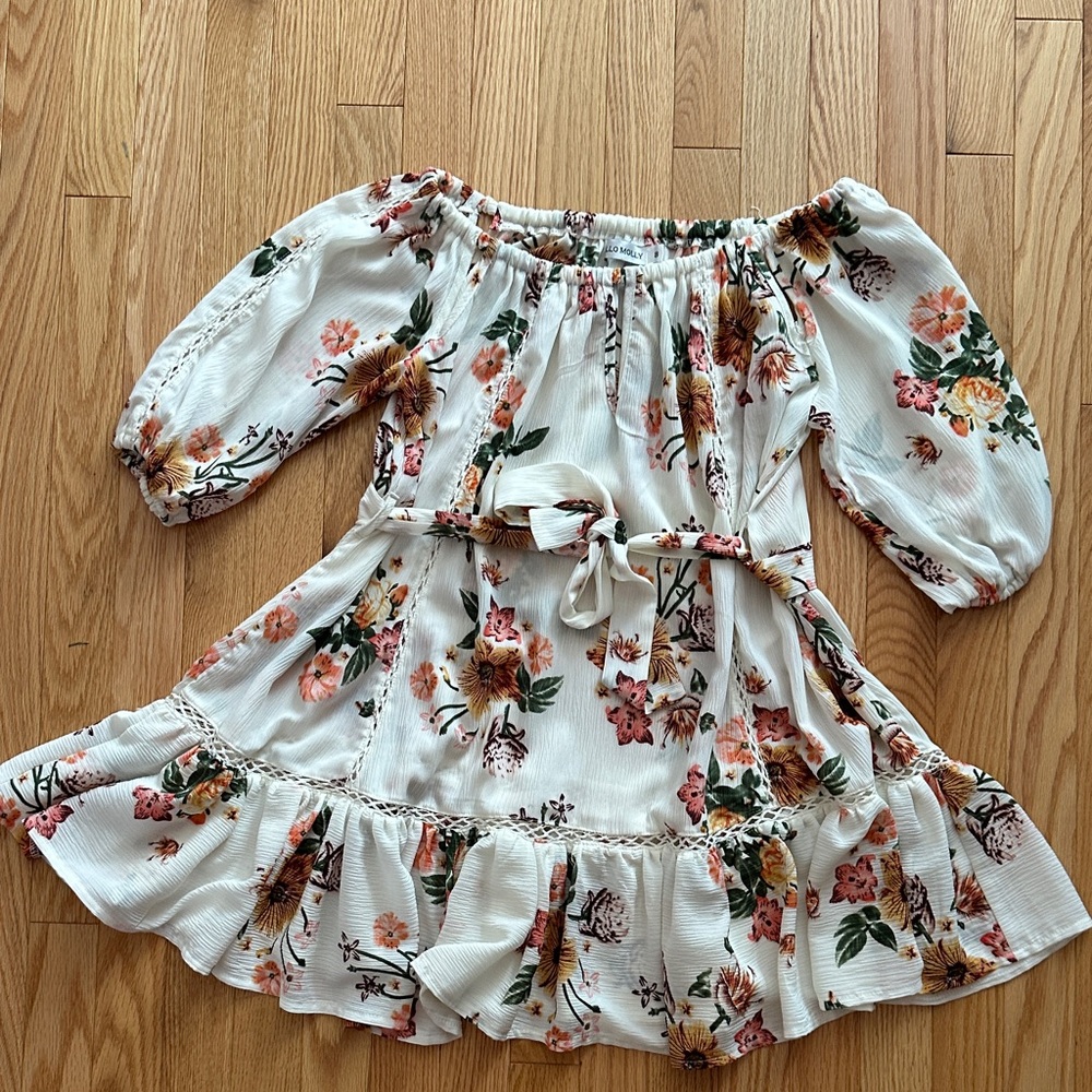 Hello Molly off the shoulders Floral Ruffle Dress